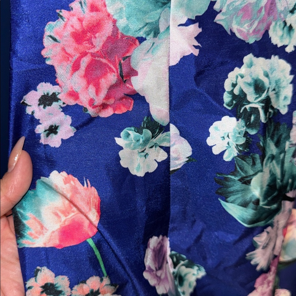 My Michelle- NWT Off the Shoulder Blue Floral Mermaid Gown Size 0 - Picture 8 of 14